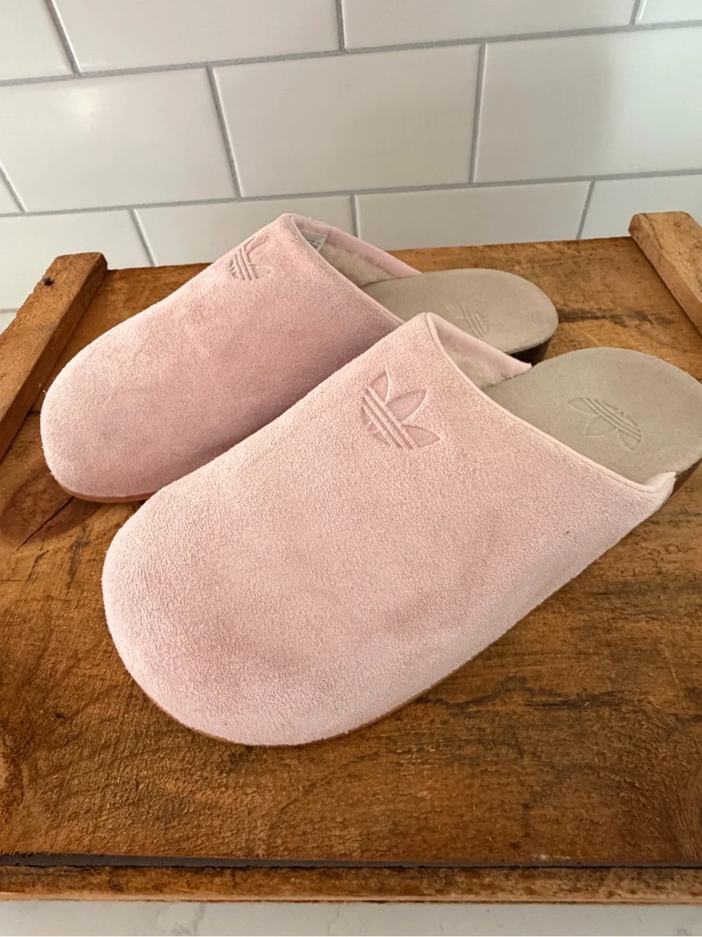 Women’s adidas Pink Suede Slide Slippers - Picture 1 of 5